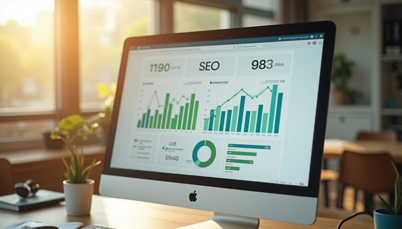 מסך מחשב המציג תוכן מותאם SEO לקידום אורגני באינטרנט לעסק